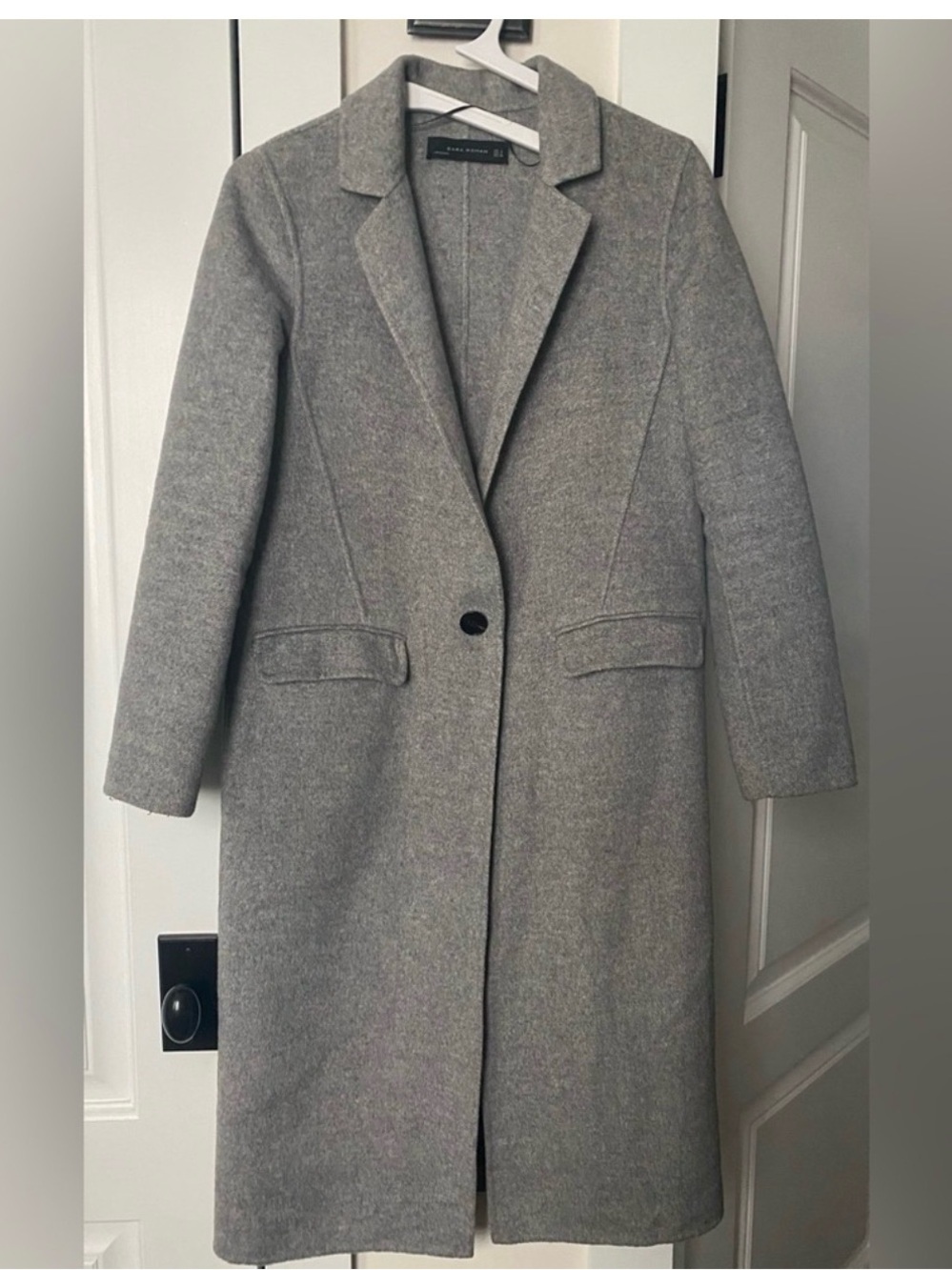 Zara Classic Grey Wool-Blend Long Coat